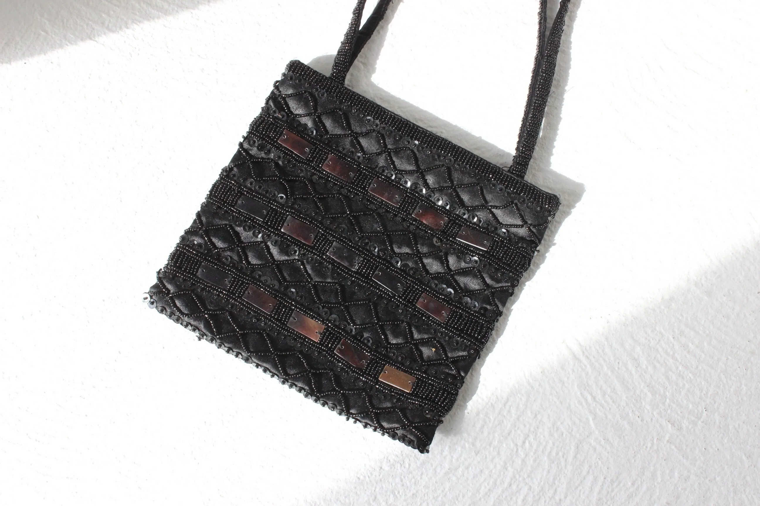 Y2K Small Black Sequin Beaded Evening Bag